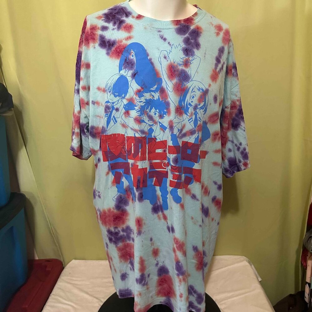 My Hero Academia Funimation Men's Blue Tye Dye T Shirt Size 2XL XXL Izuku Midori